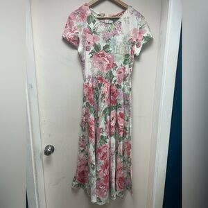 Vintage Carol Anderson Cottagecore Floral Midi Dress Size 14 — with Pockets!